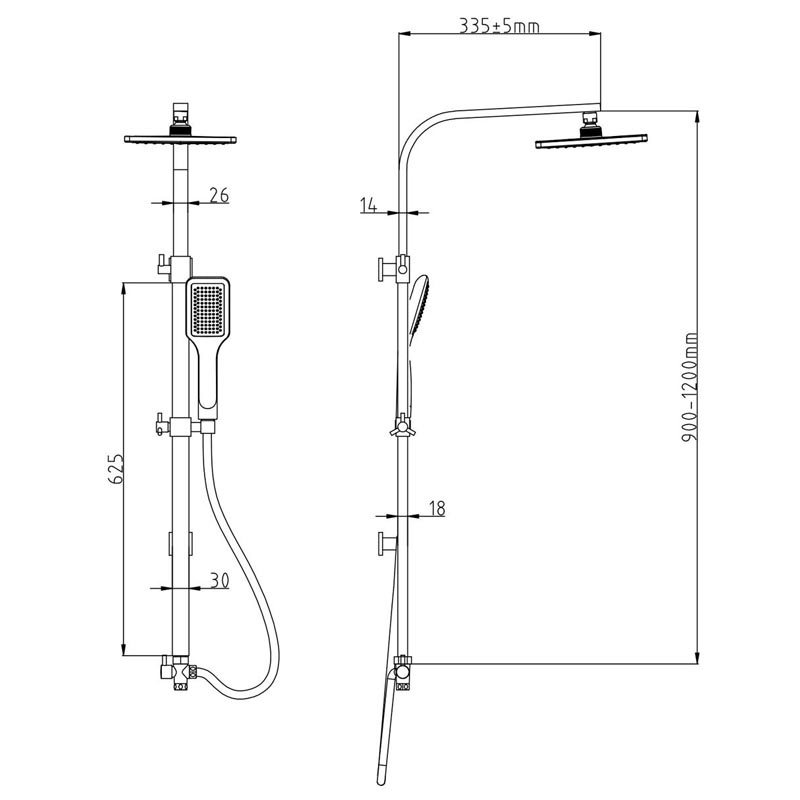 GL-C006-7 Душевой гарнитур с верхним душем Gllon Santreyd  - Вид №1