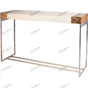 Консоль белая с деревянной отделкой на металлических ножках Capel PUSHA PUSHA 060976 Белый;коричневый;хром 