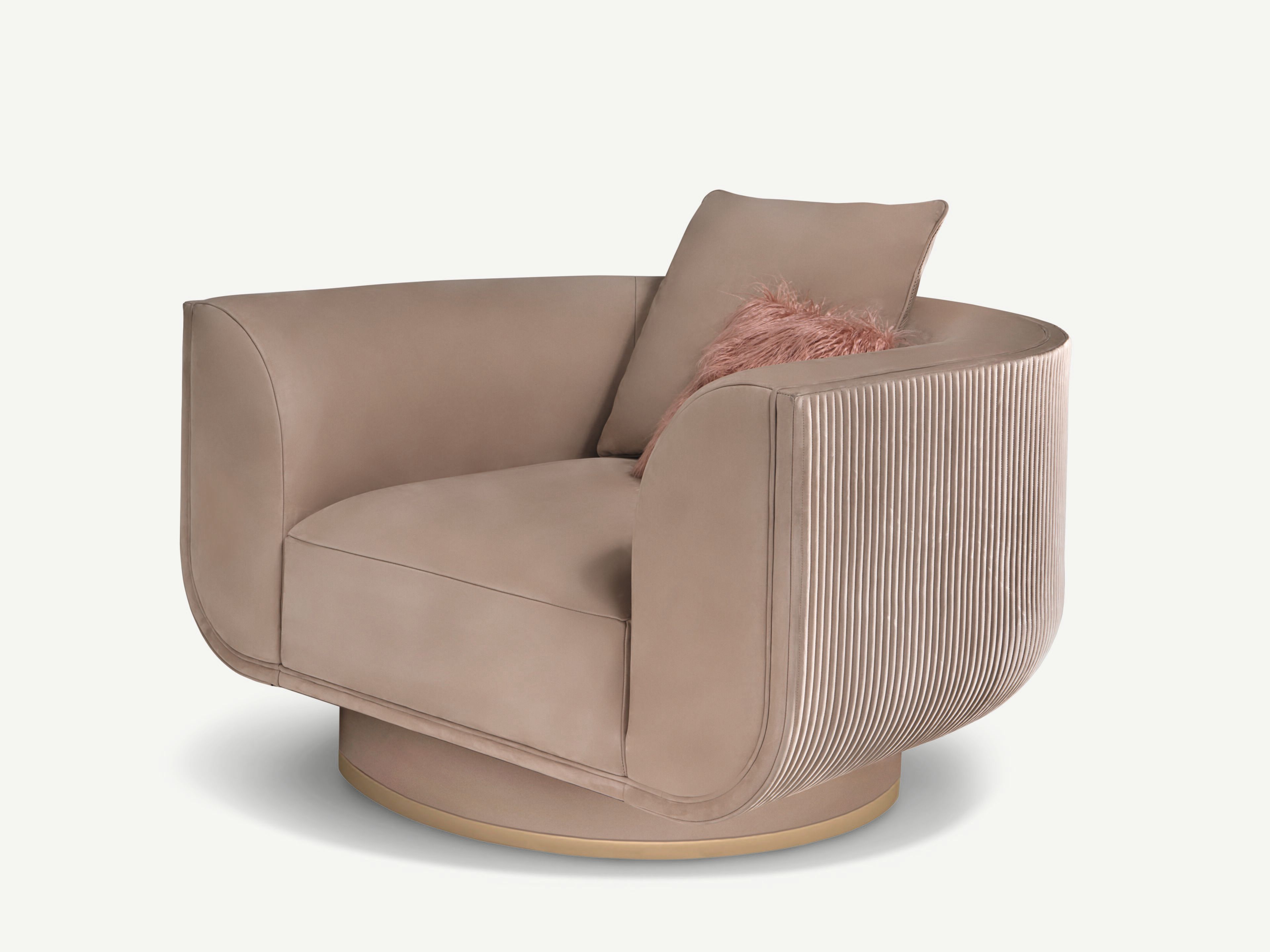 Бархатное вращающееся кресло с подлокотниками Visionnaire Foster ARCH-00014810 - Вид №1