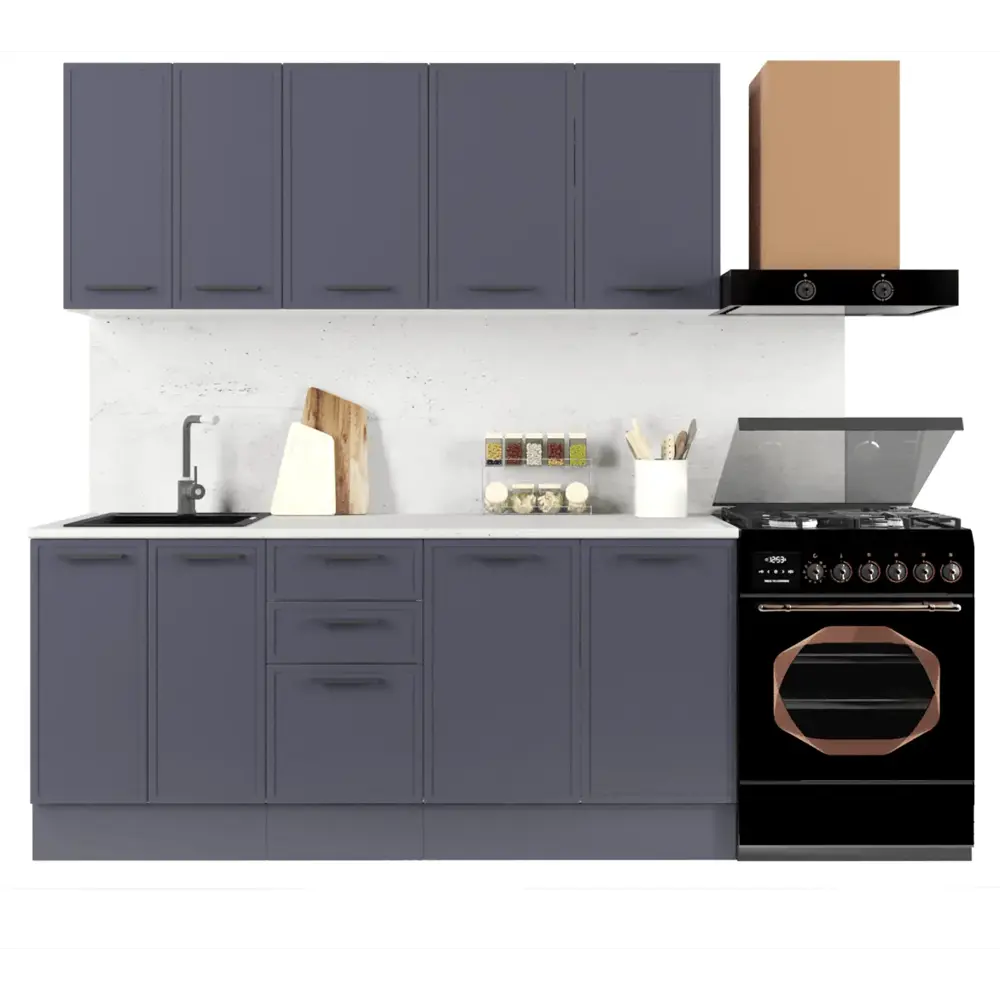 Кухонный гарнитур «Неро» 180x60 см МДФ цвет графит Santreyd STLM-2067396