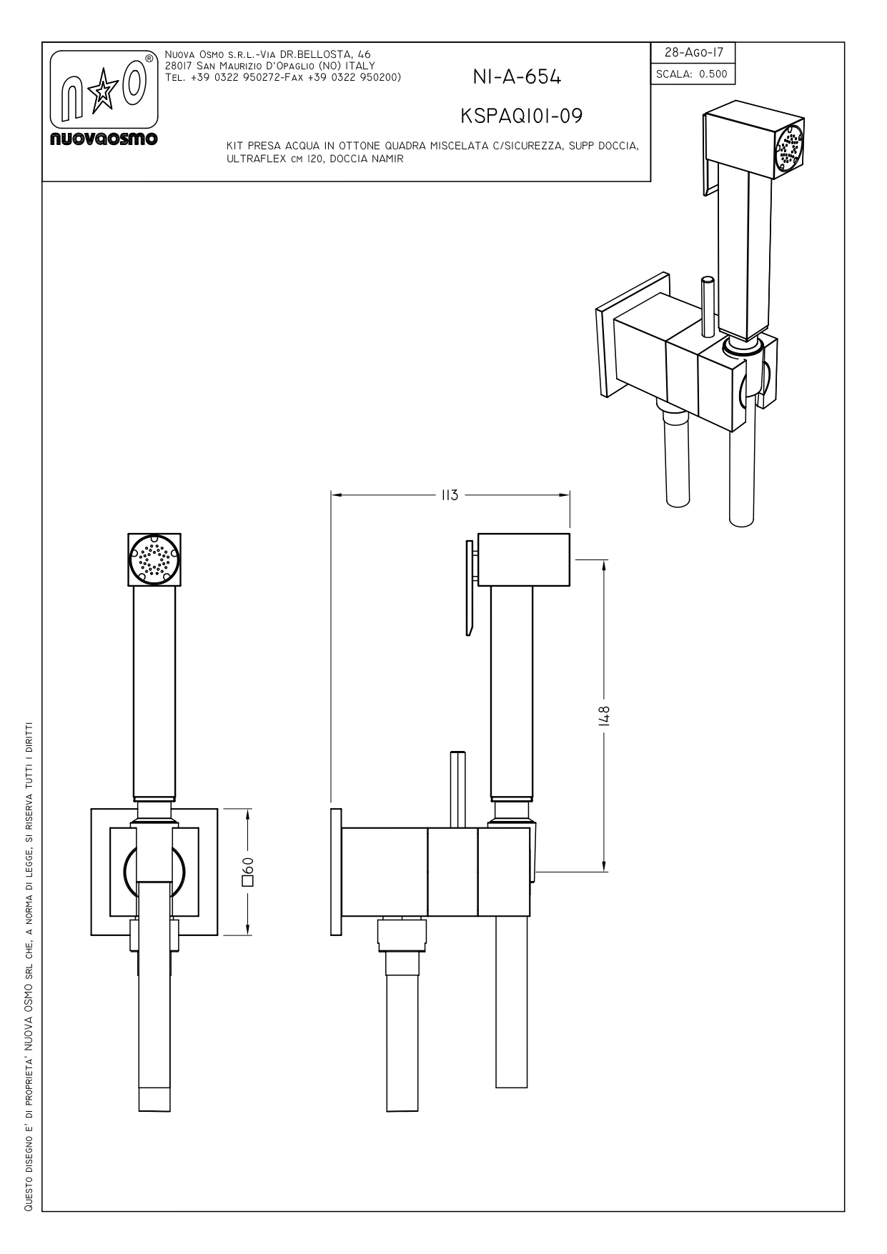 KSPAQ101-09RS Гигиенический душ со смесителем , брошированная медь Graffio Namir  - Вид №2