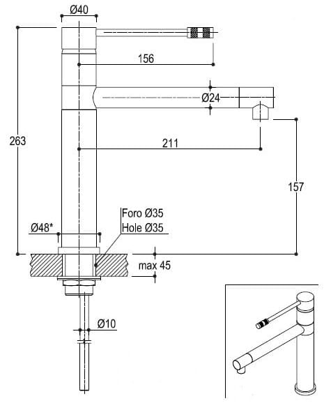 Металлический однорычажный кухонный смеситель Ritmonio диаметр 35 кухня ARCH-00039654 - Вид №2