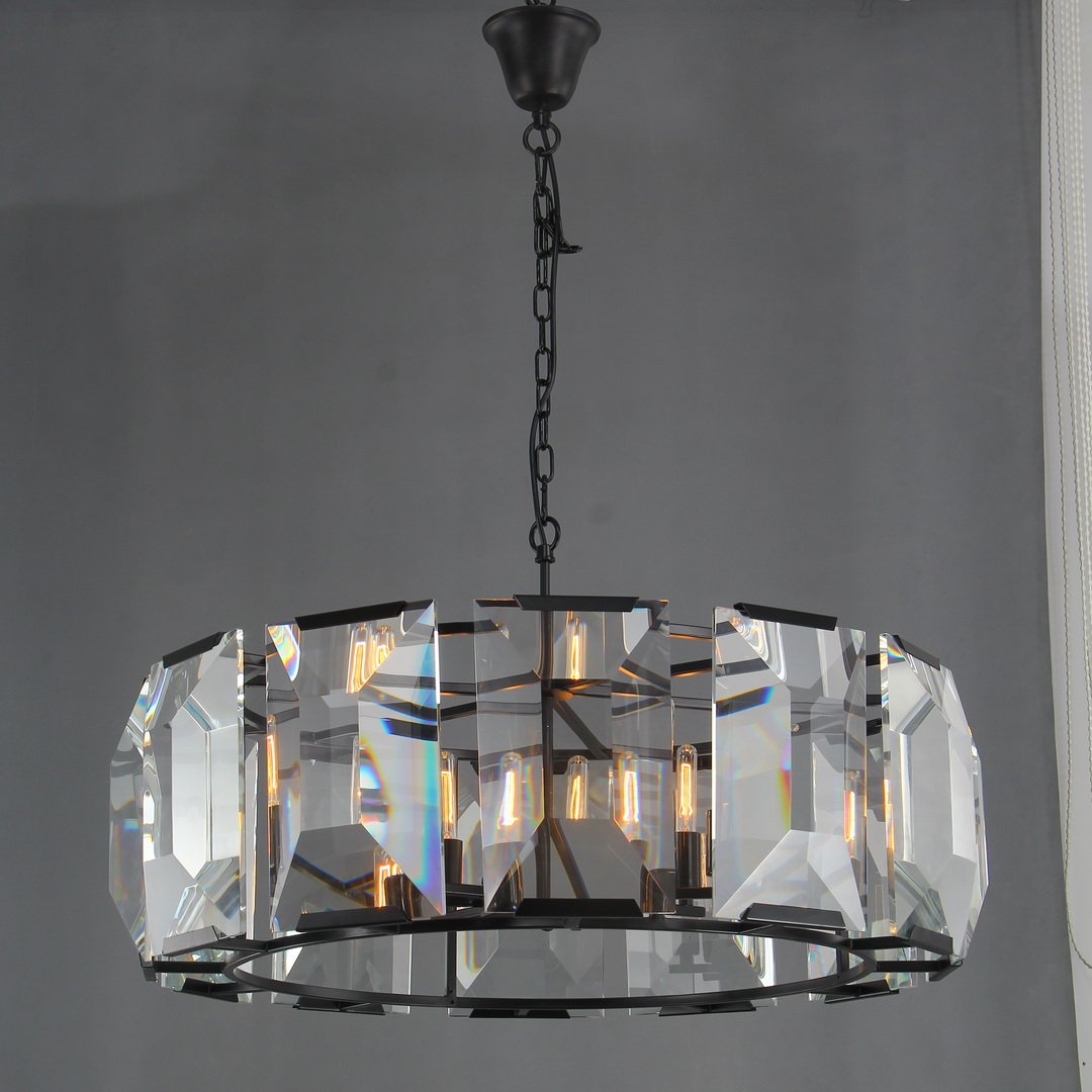 Люстра подвесная хрустальная на 8 ламп прозрачная Frezia Light 116027 FREZIA LIGHT ДИЗАЙНЕРСКИЕ 00-3953610 Прозрачный;черный  - Вид №1