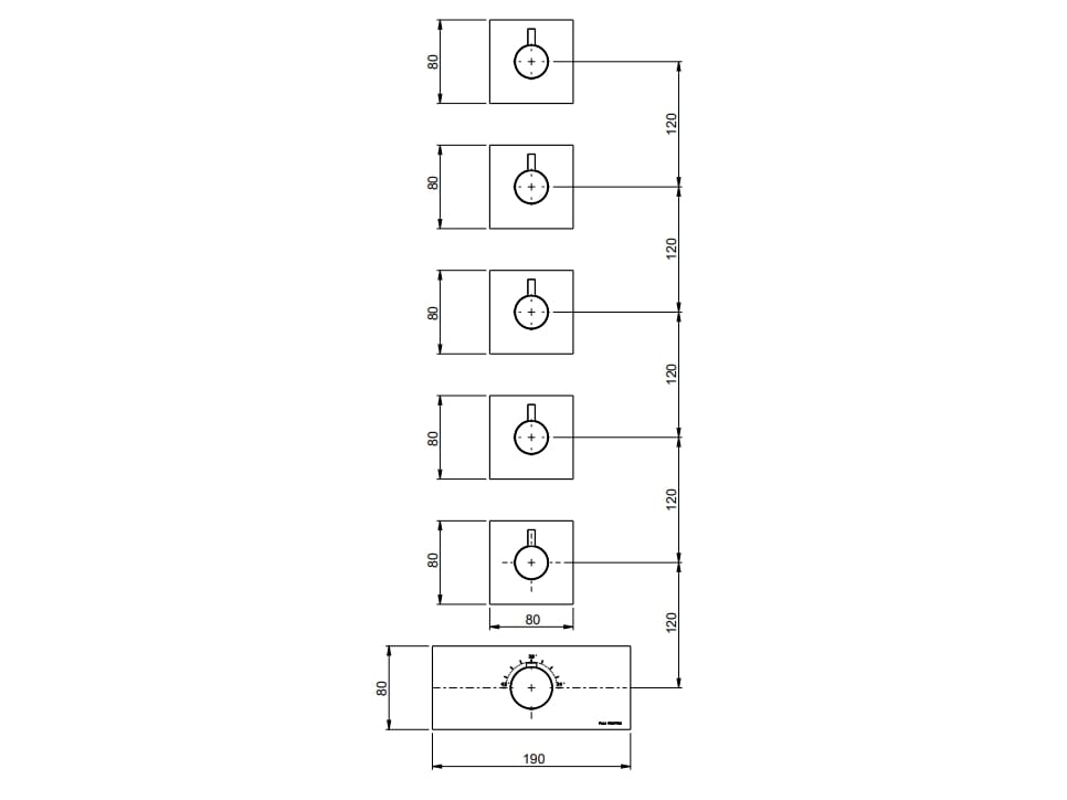 Термостатический смеситель для душа с 6 отверстиями Rubinetterie Frattini отдельная эстетика ARCH-00027128 - Вид №11