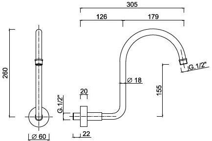 Rubinetteria Giulini Настенный держатель для душа Londra 1757 - Вид №1