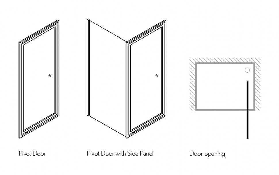 Дверь в Infold 900mm с боковым экраном 1000mm Britton Burlington EIDSC0900, ESPSC1000  - Вид №4