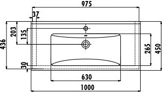 SU100-00CB00E-0000 Раковина SU100 мебельная (45*100см) Creavit  - Вид №1