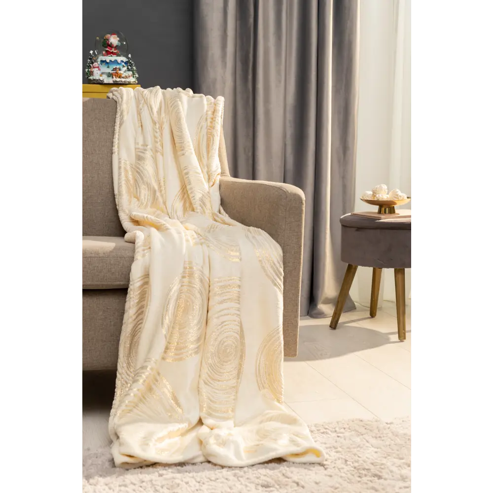 Плед Золотые сферы 180x200 см микрофибра бело-золотой Ardenza Новогодняя STLM-2067904 - Вид №3