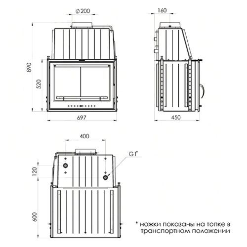 Каминная топка Мета Эльба 700 АКВА Ш 1482 - Вид №1