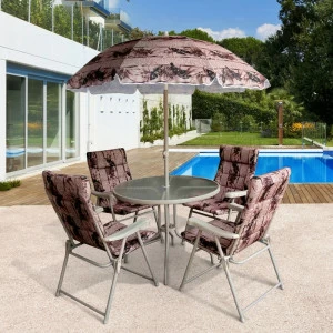 Мебель для дачи коричневая с зонтом на 4 персоны "Версаль" AFINA  130435 Коричневый