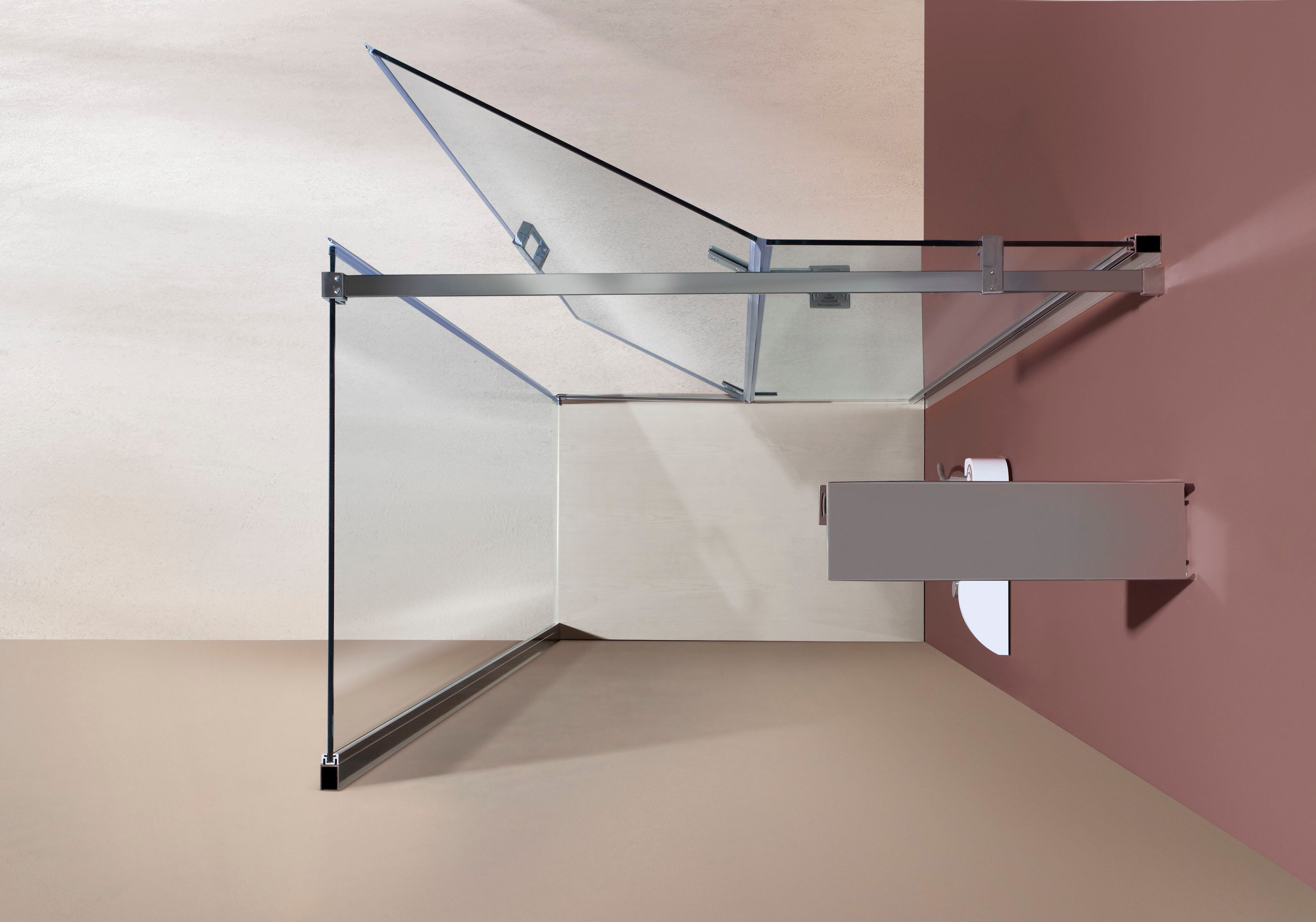 Алюминиевая и стеклянная угловая душевая кабина с распашной дверью TAMANACO 8MILL ARCH-00088598 - Вид №2