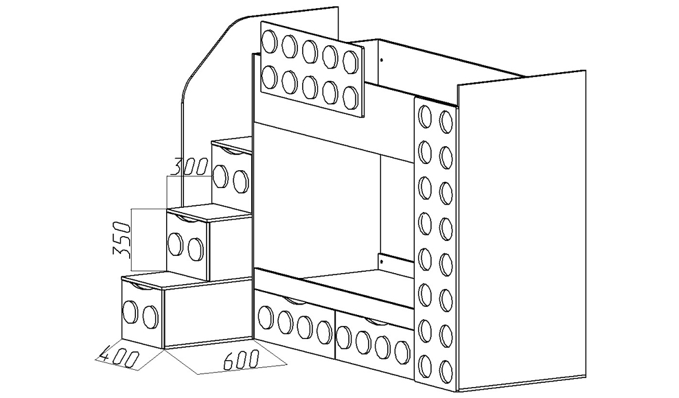 Кровать подростковая двухъярусная с 2 ящиками левая "Леголенд" МАНДАРИН ЛЕГОЛЕНД 178717 Разноцветный;белый;бежевый Santreyd  - Вид №5