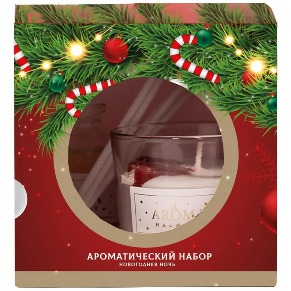 Набор аромадиффузора и свечи Aroma Harmony Новогодняя ночь 30 мл + 60 г 89440835 STLM-1584450