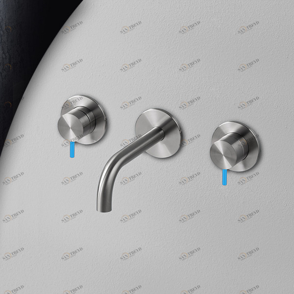 Смеситель для раковины сталь матовая с синей ручкой Toki Radomonte TKI28SCIL26