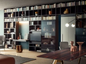 PIANCA Модульный деревянный книжный шкаф с письменным столом Spazioteca