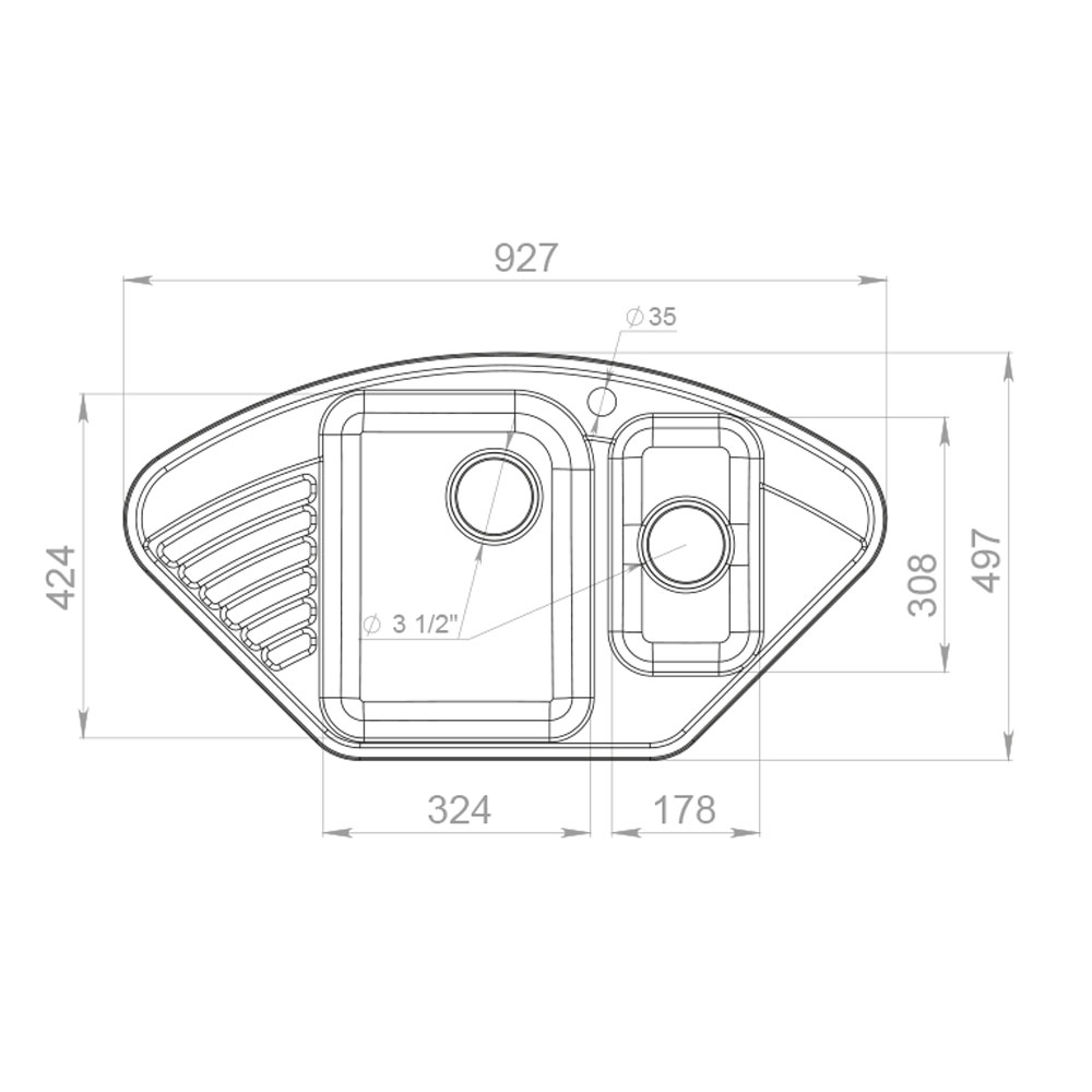 RQ987 антрацит Мойка кухонная прямоугольная Raiber  - Вид №1