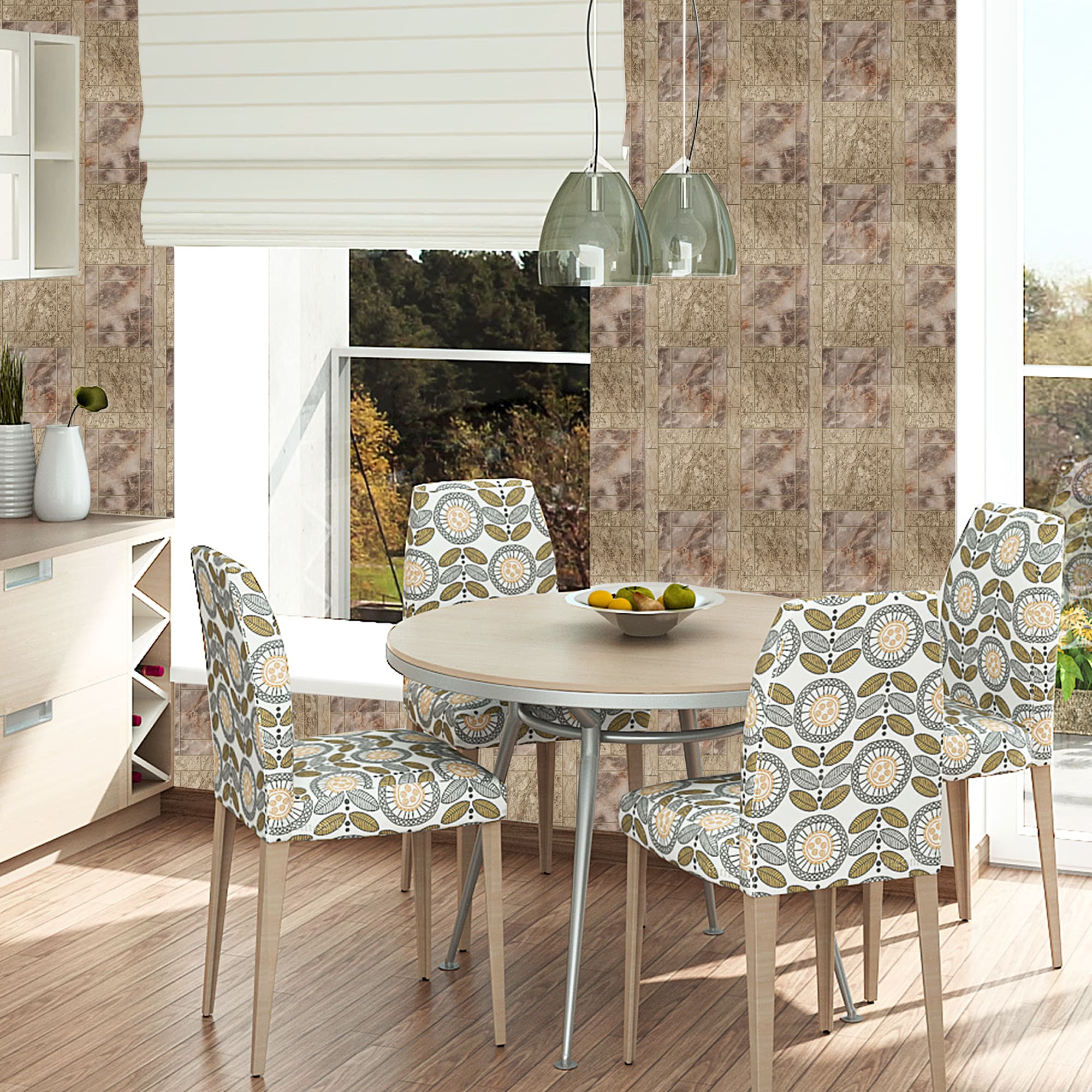 82938311 Обои бумажные бежевые 0.53 м 388-2 ВГ1 Плитка Santreyd  - Вид №4