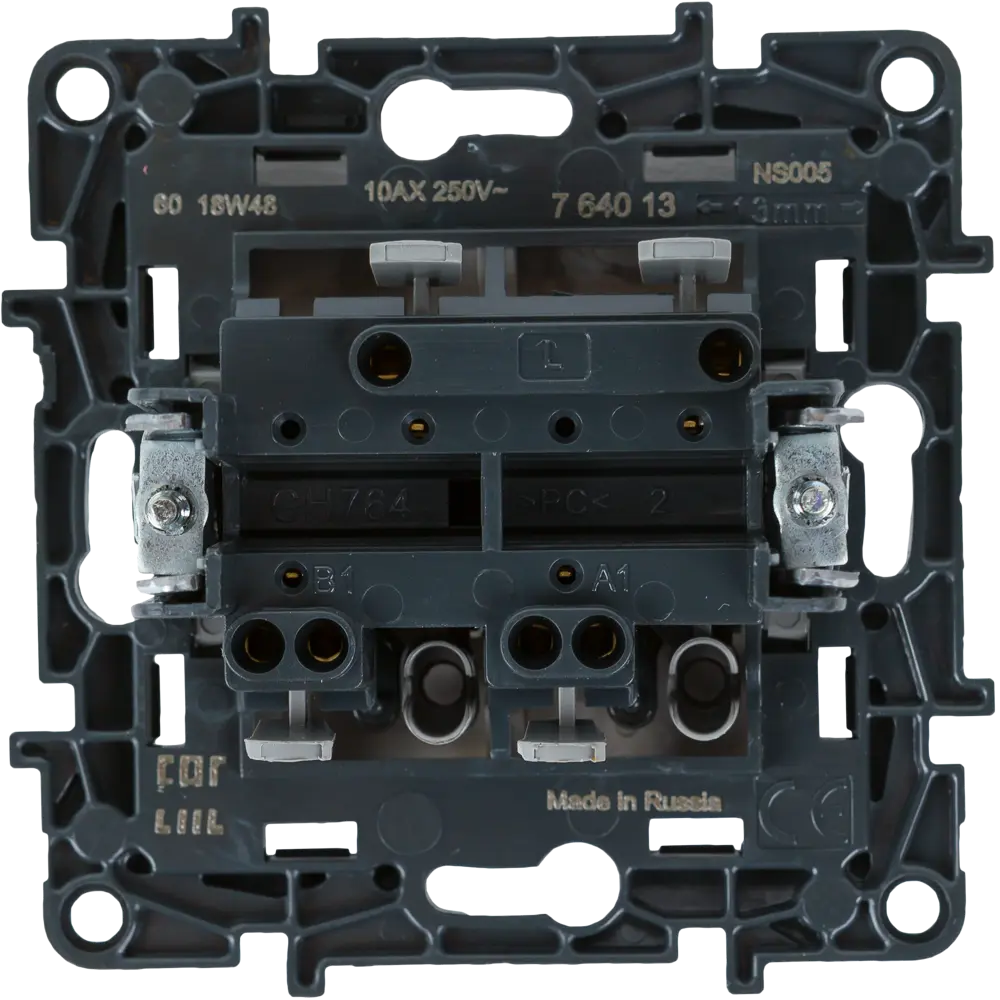 Выключатель встраиваемый 2 клавиши Legrand Structura 10А 250В безвинтовые зажимы магнезиум STLM-2131844 - Вид №4