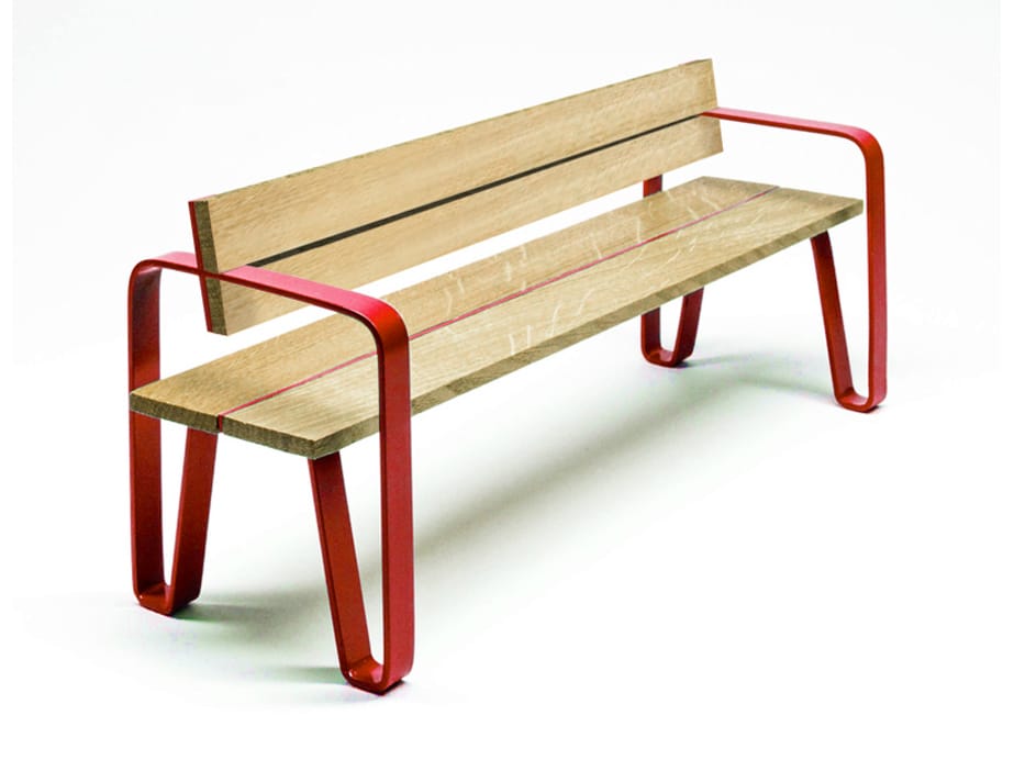 Стальная и деревянная скамья со спинкой LAB23 COURT ARCH-00090583 - Вид №1