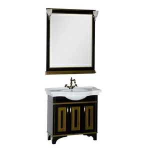 Комплект мебели Aquanet Валенса 90 черный краколет/золото