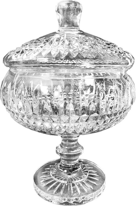 10636355 Cristal de Paris Конфетница на ножке с крышкой Cristal de Paris Мольсем 34см Хрусталь 