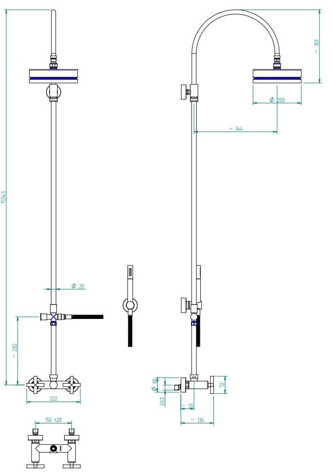 Настенная душевая колонна с душем Zazzeri Da-Da ARCH-00100247 - Вид №2