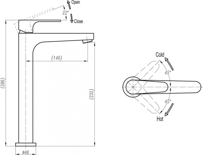 Смеситель для накладных раковин Cezares LACONICO-C-LC25-01-W0 - Вид №1