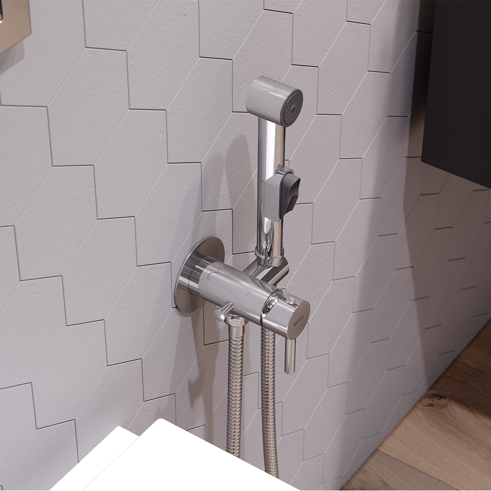 211000000 смеситель монтируемый в стену с гиг.душем и крючком Damixa Option - Вид №5