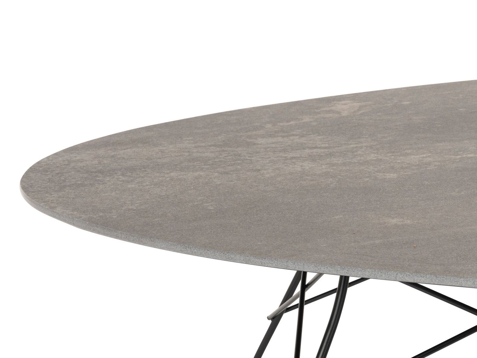 Овальный садовый стол со стальным основанием и столешницей из керамогранита Kartell GLOSSY ARCH-00018482 - Вид №1