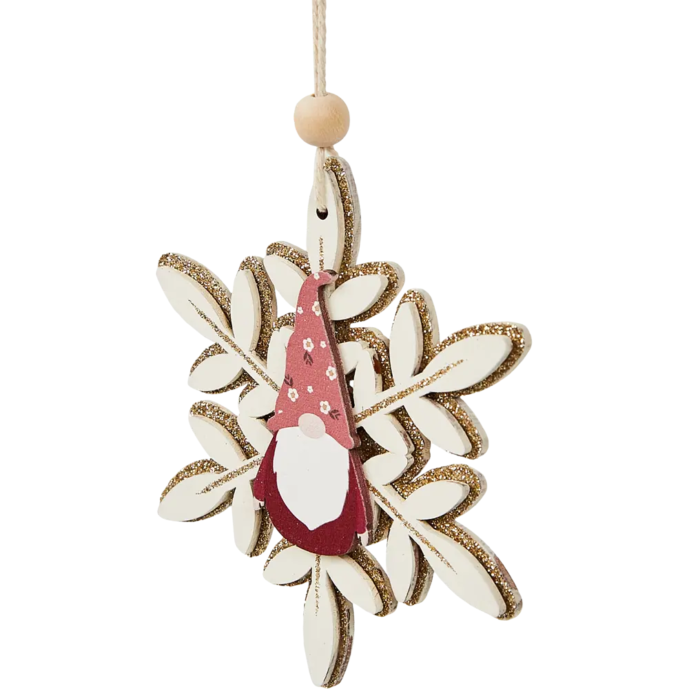 87036561 Елочная игрушка Снежинка 12x11 цвет бежевый STLM-0959096 Santreyd 