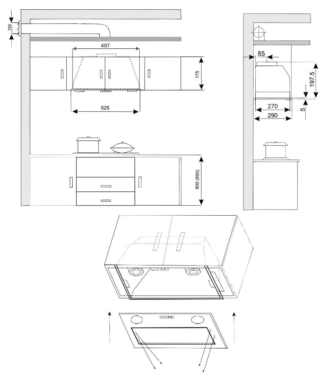 9240874 Вытяжка полновстраиваемая EXITEQ EX-1446 белый STDN-0136643 - Вид №13