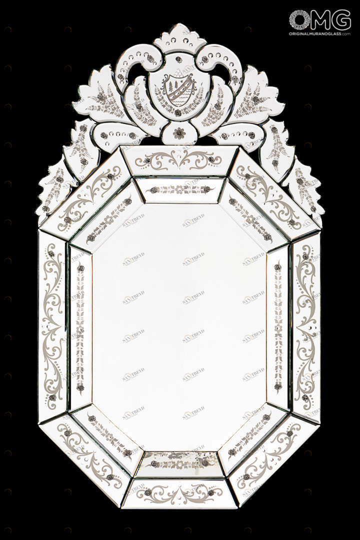 3642 ORIGINALMURANOGLASS Венецианское зеркало Октавиан - муранское стекло OMG  см 