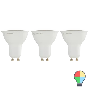 Набор умных ламп светодиодных Wi-Fi Ledvance Smart Plus GU10 220-240 В 5 Вт спот прозрачная 350 лм, изменение цвета RGB, 3 шт 88110828 STLM-2123841