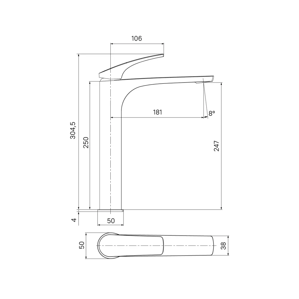 89392201 Смеситель для раковины Iddis Lahta LAHGM01i01 однорычажный на столешницу цвет графит матовый STLM-1569428 - Вид №5