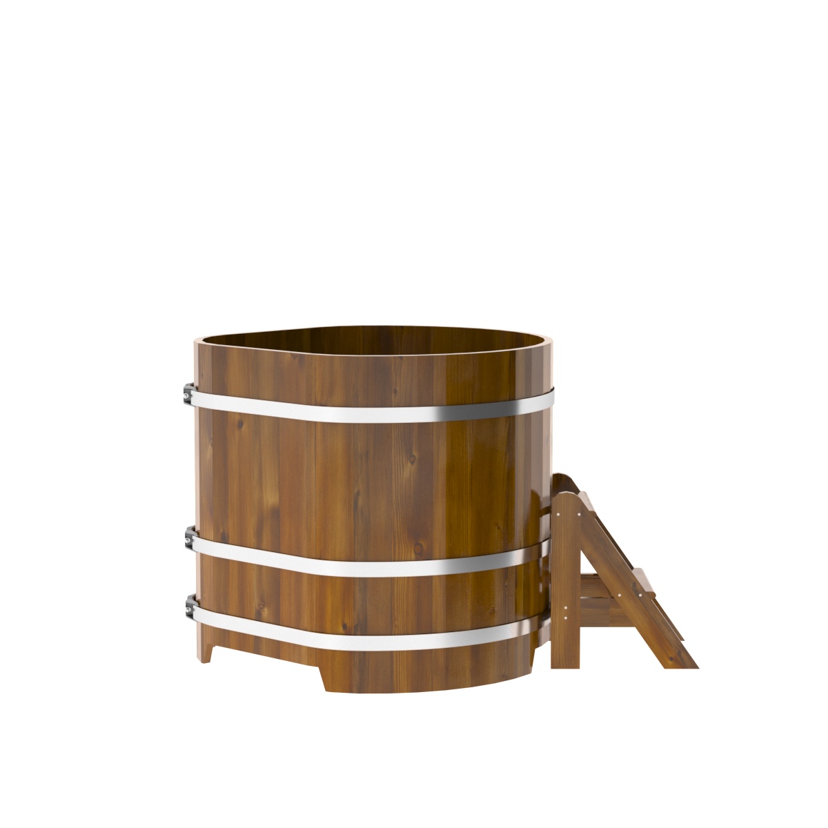 2303 Купель угловая из лиственницы Рустик 1,03х1,03х1,0 морёная Alyarus  - Вид №3