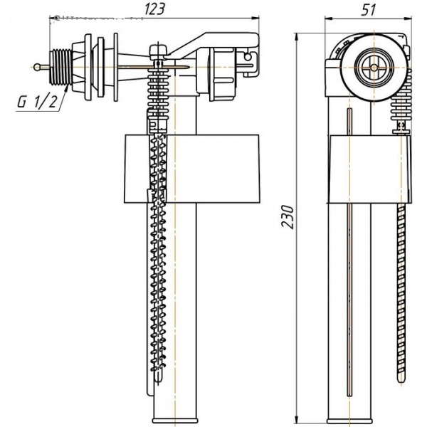 Арматура Ани Пласт с боковой подводкой 1/2 метал.резьба-кнока хром WC8020C WC8020C 14143 - Вид №1