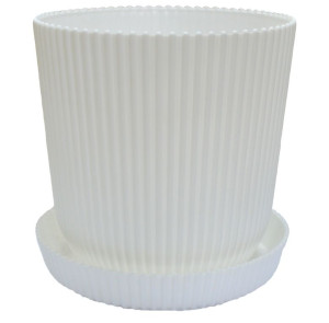 802-15 Горшок д/цветов с поддоном Le Gaufre D=13.5 1.8Л Белый Цветочная коллекция