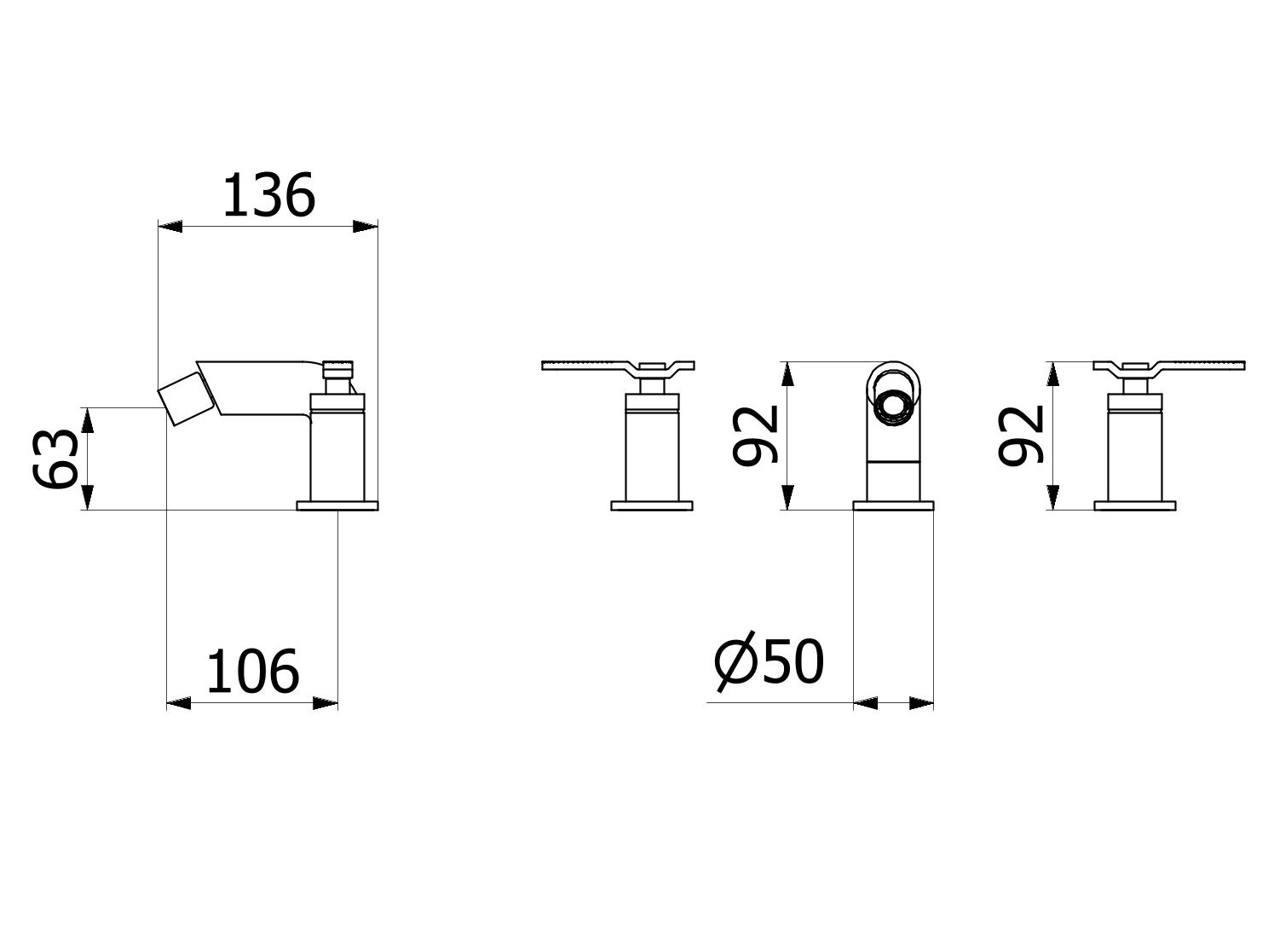 Смеситель для биде с 3 отверстиями для пола с автоматическим сливом IB Bold ARCH-00097351 - Вид №19