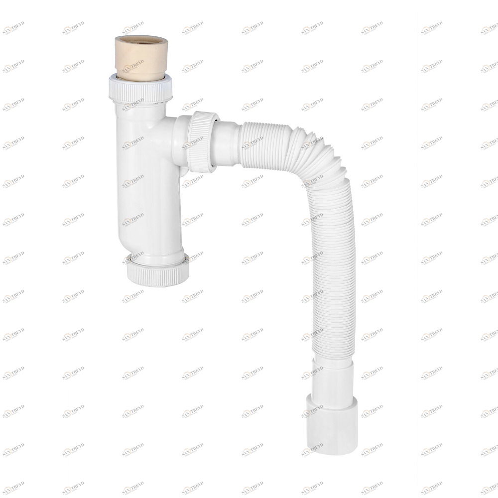 Сифон для писсуара белый, (30987082)  вход ?38-44 мм, c гофротрубой 40*40/50 L.800 мм 30987082 Santreyd 