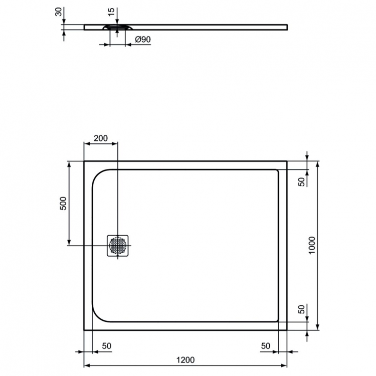 K8232FS Душевой поддон 120х100 см Ideal Standard ULTRAFLAT S  - Вид №2