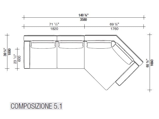 Угловой диван из ткани с полуостровом Lema Venise ARCH-00125173 - Вид №27