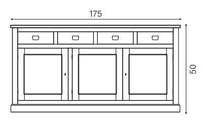 Шкаф с 3 дверцами и 4 ящиками из массива дерева Devina Nais English ARCH-00135731 - Вид №3