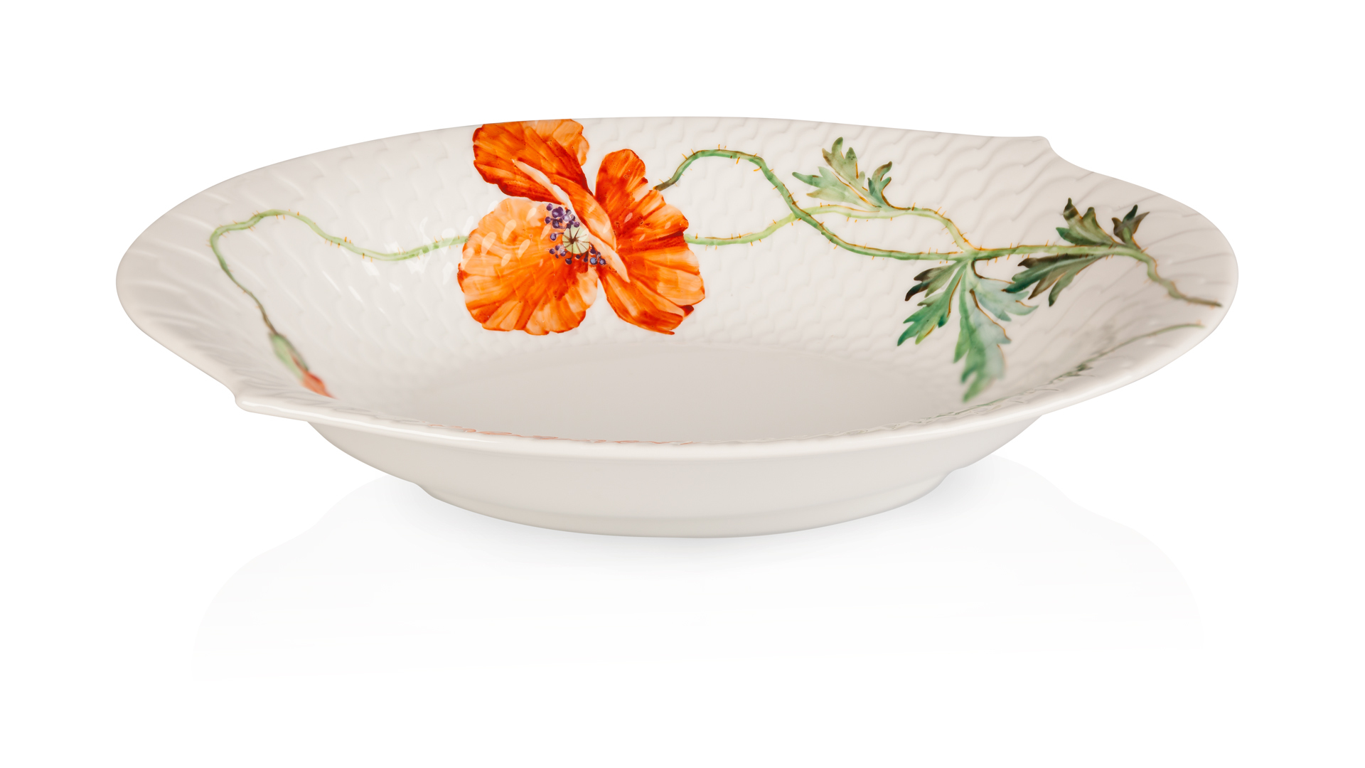 10572283 Meissen Блюдо для гарнира овальное 21,5см "Игра волн, рельеф, маки" Фарфор  - Вид №1