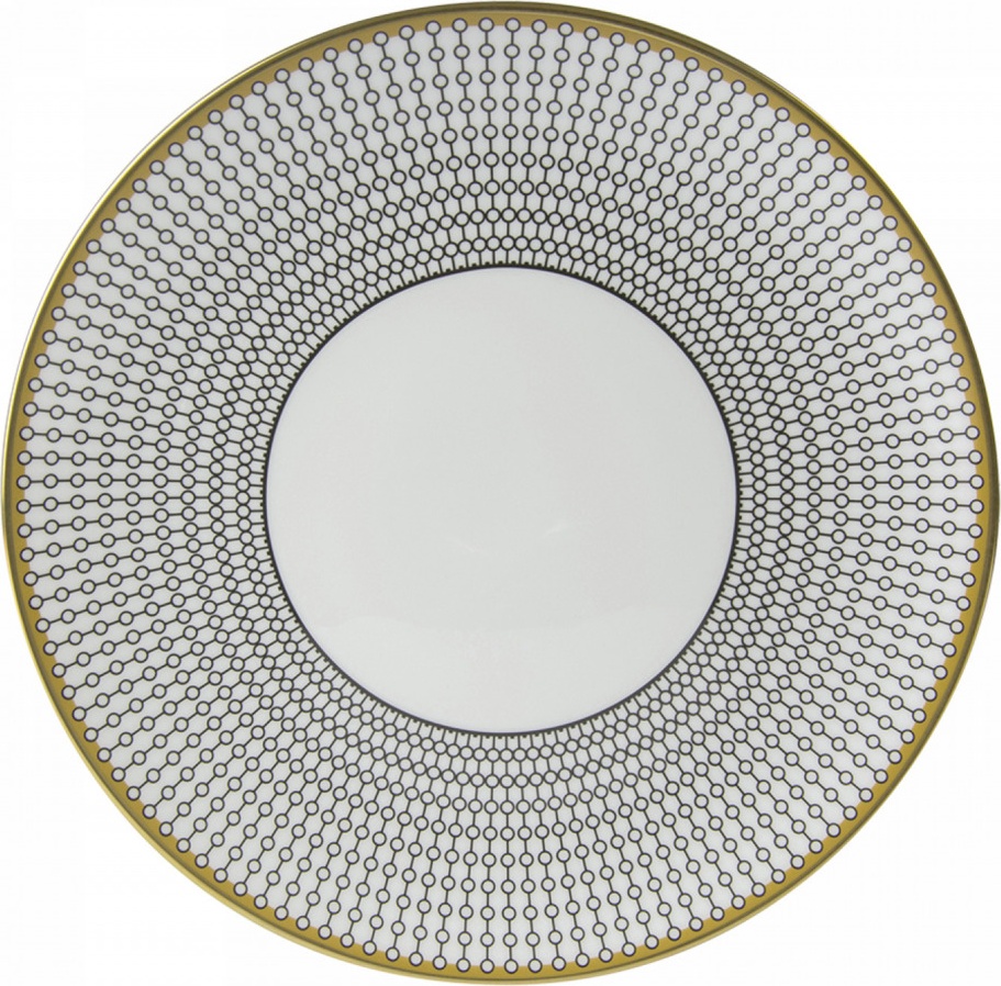 10650440 Royal Crown Derby Тарелка закусочная Royal Crown Derby "Вибрации" (Oscillate, Onyx) 21см Фарфор костяной 