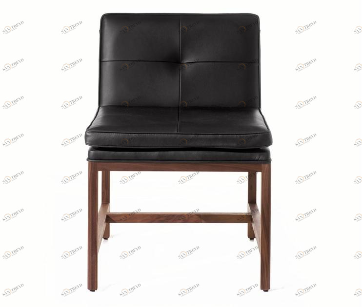 BassamFellows Мягкое кожаное кресло Wood frame dining Cb-541