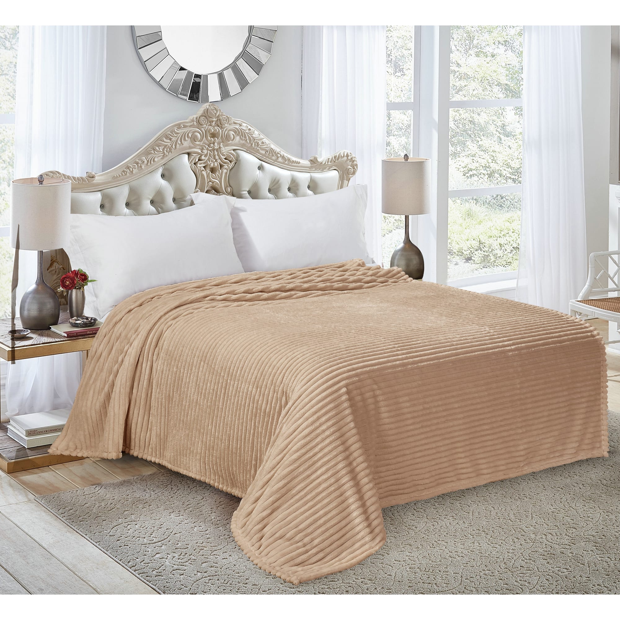 83706331 Плед 150x200 см велсофт цвет коричневый Strips Santreyd - Вид №4