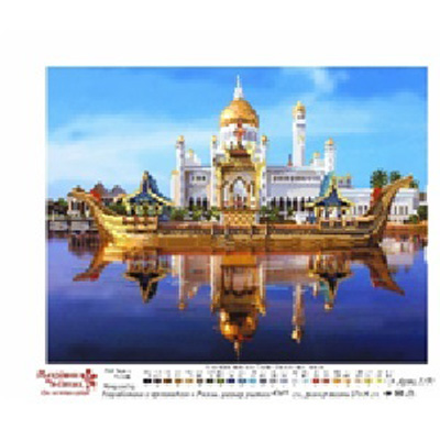 1797 Канва/ткань с рисунком для вышивания бисером 37 см х 49 см "Мечеть Омара Али Саифутдина" Матренин посад 