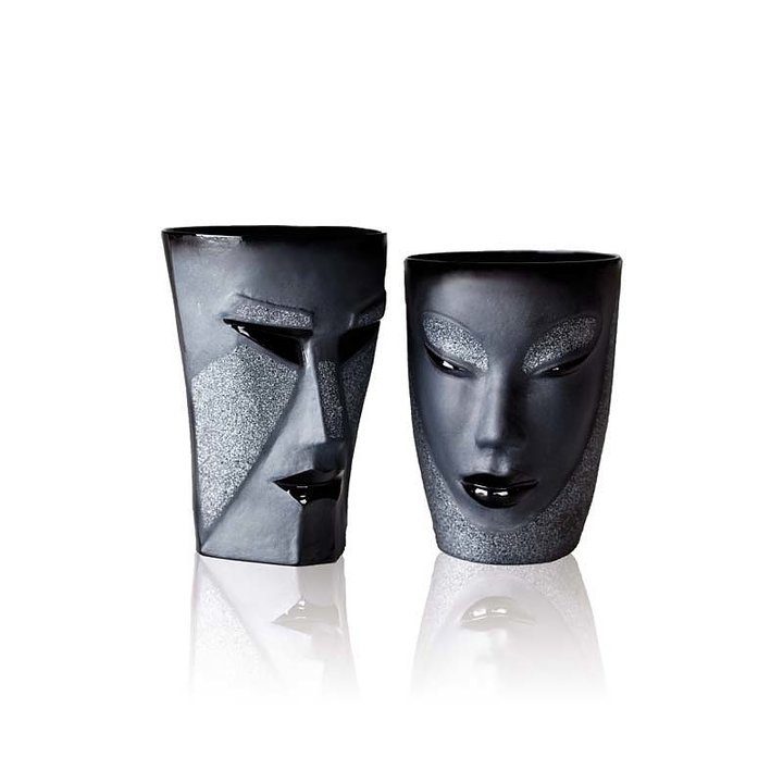 42005 Набор стаканов из чёрного хрусталя "Кубик и Электра", Объём 400 мл./500 мл., Высота – 125 мм./115 мм. Maleras 