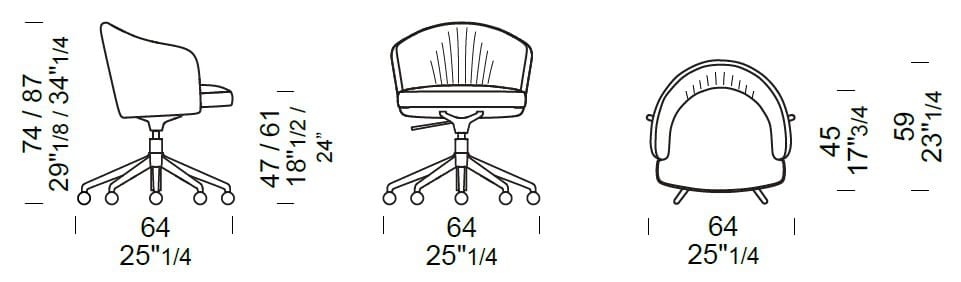 Кожаный поворотный офисный стул с 5 спицами Borzalino Джо ARCH-00111748 - Вид №2