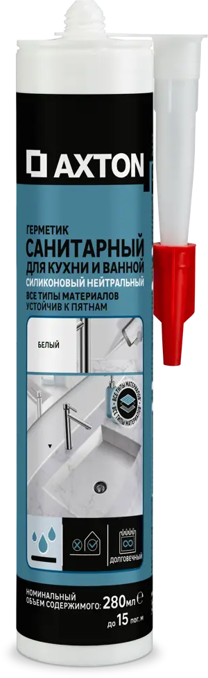 Силиконовый герметик Axton для ванной и кухни - защита от влаги и плесени 85272195